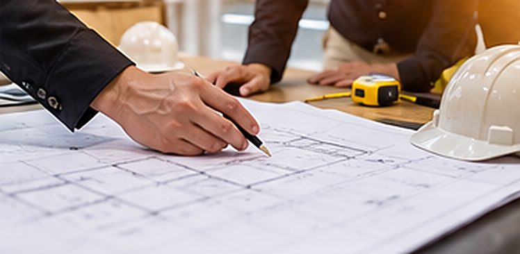 Engineer reviewing drawings