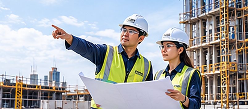 Engineers coordinating on a construction site