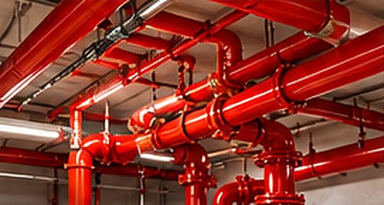 Red fire sprinkler and standpipe piping