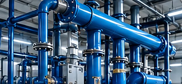 Blue water supply piping and valves